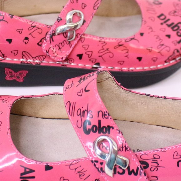 Alegria by PG Lite Paloma Happy Pink Breast Cancer Mary Janes Pre-Owned - Picture 6 of 9